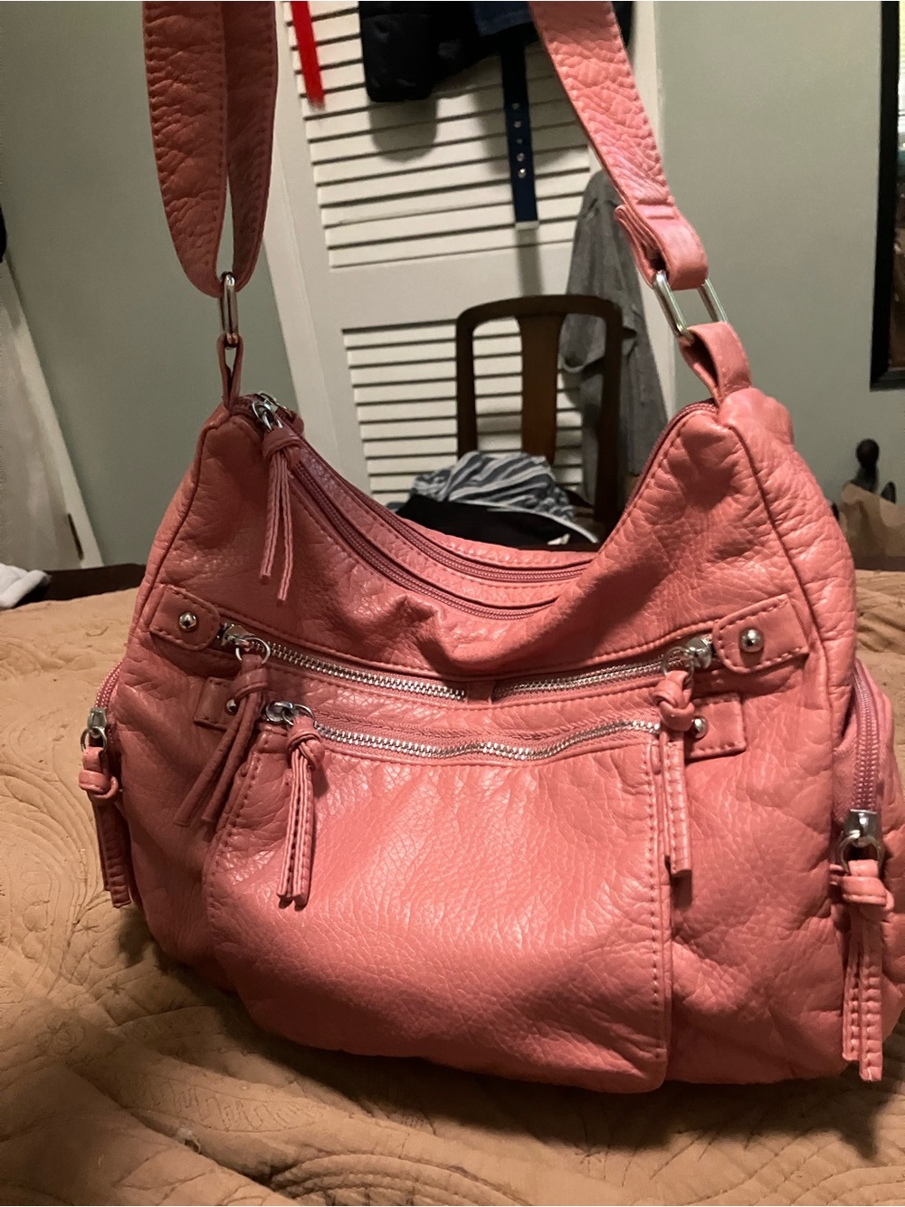Bueno Pink Faux Leather Hobo Shoulder Bag